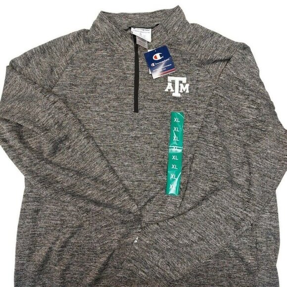 Champion Mens XL NCAA Texas A&M Aggies 1/4 Zip Pullover Sweatshirt Sweater Gray - Picture 1 of 6